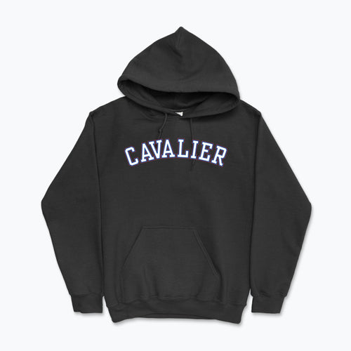 Minimalistyczna bluza z kapturem z napisem Cavalier w stylu college. Idealna dla właścicieli Cavalier King Charles Spanieli i miłośników psów.