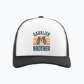 stylowa czapka trucker z motywem Cavalier King Charles Spaniela i napisem Cavalier Brother. Idealny dodatek dla miłośników psów i właścicieli Cavalierów.