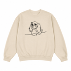 Minimalistyczna bluza z line artem Cavalier King Charles Spaniela. Elegancki i subtelny wzór dla miłośników psów oraz nowoczesnego stylu.